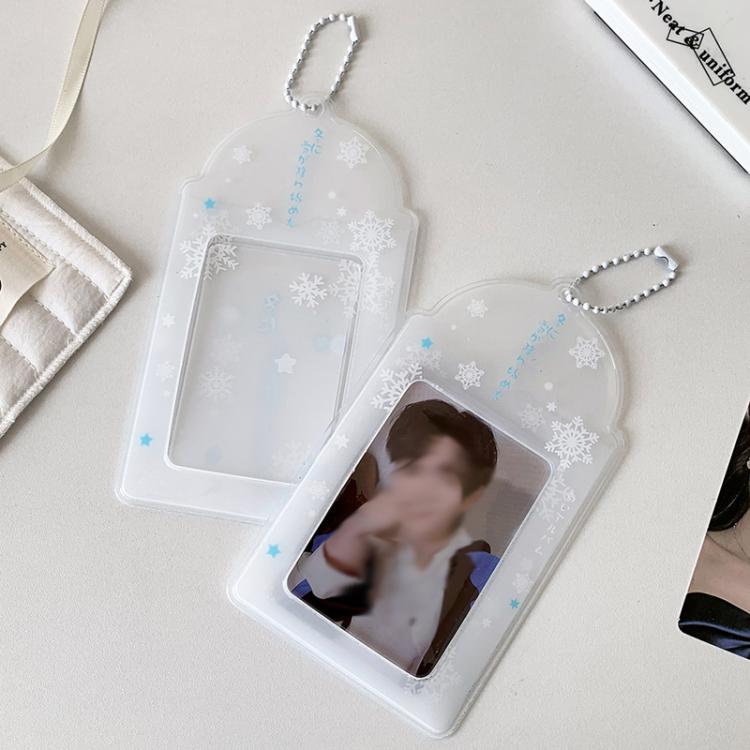Hisocute Snowflake PVC Card Holder 1 inch 2 inch 3 inch Star Small Card Pendant Photo Case, Color: White Large