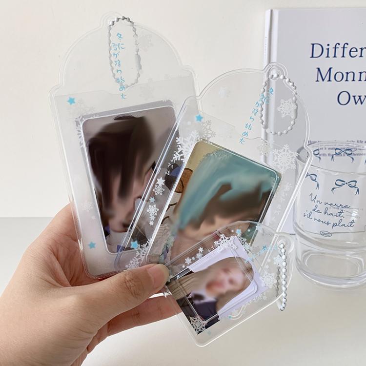 Hisocute Snowflake PVC Card Holder 1 inch 2 inch 3 inch Star Small Card Pendant Photo Case, Color: White Large