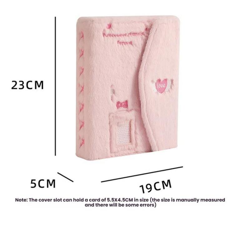 Hisocute Embroidered Plush Six Hole Magnetic Album A5 Card Album Binder Student Storage Booklet(Purple Cover)