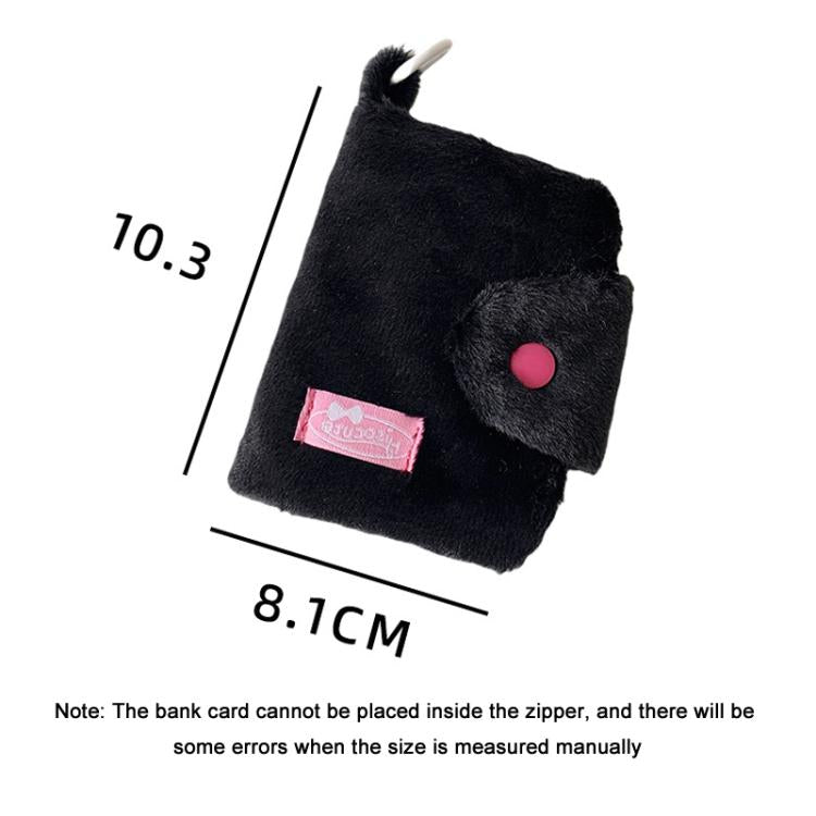 Hisocute Student Plush Pendant Coin Purse Snap Card Case Keychain Earphone Bag(Black)