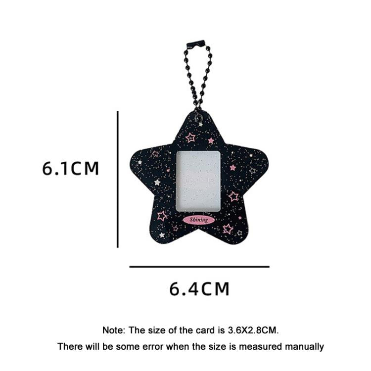 Hisocute Cartoon Pentagram 1 Inch Photo Frame Pendant Students Keychain Chasing Star Card Holder Pendant(Black Stars)
