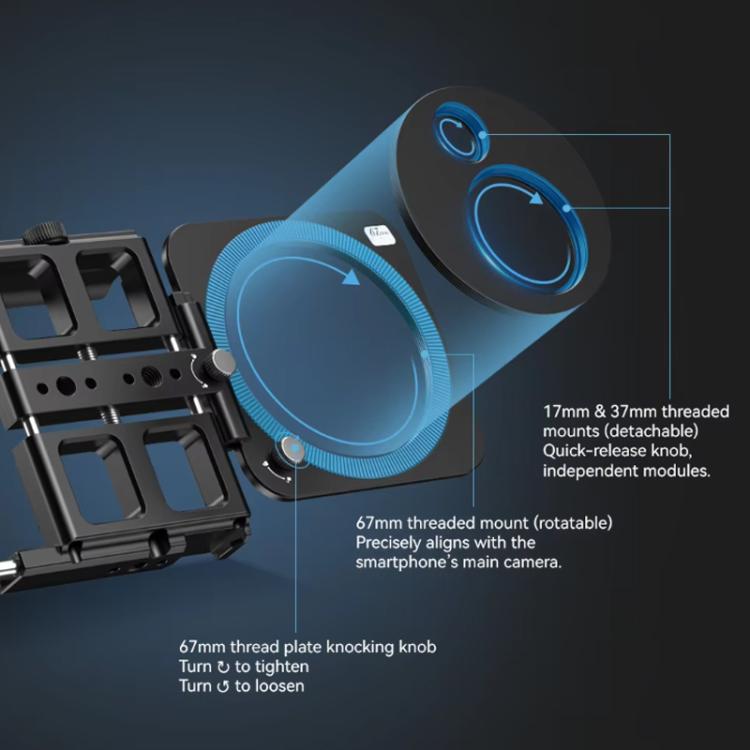 APEXEL VideoRig 2 Pro Smart Bluetooth Handle Mobile Photography Rabbit Cage Set(Black)