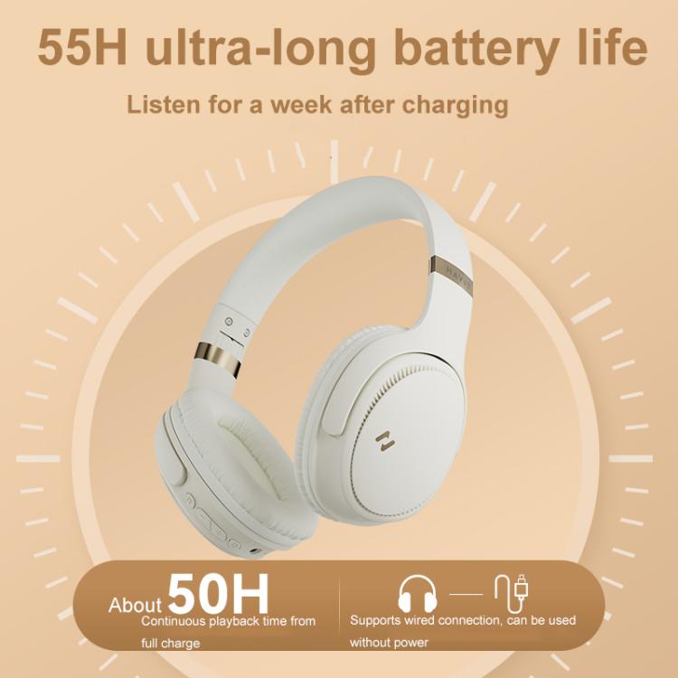 Havit H630BT Foldable Wireless Bluetooth Headset Music and Gaming Headset(Cream-color)