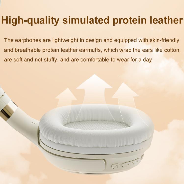 Havit H630BT Foldable Wireless Bluetooth Headset Music and Gaming Headset(Cream-color)