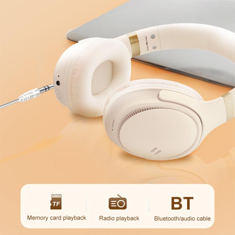 Havit H630BT Foldable Wireless Bluetooth Headset Music and Gaming Headset(Cream-color)