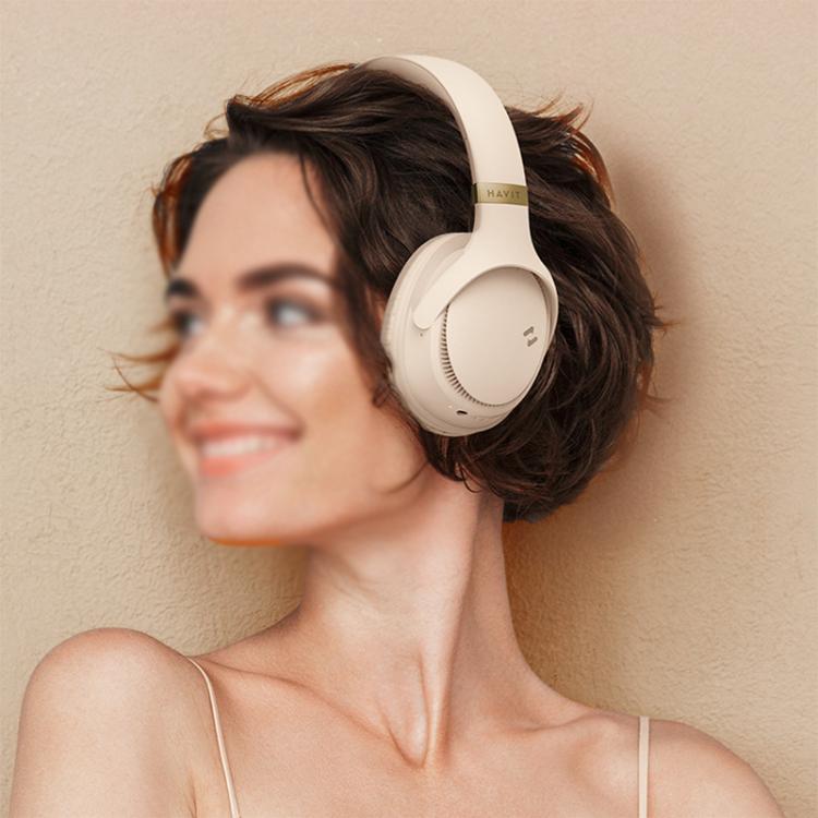 Havit H630BT Foldable Wireless Bluetooth Headset Music and Gaming Headset(Cream-color)