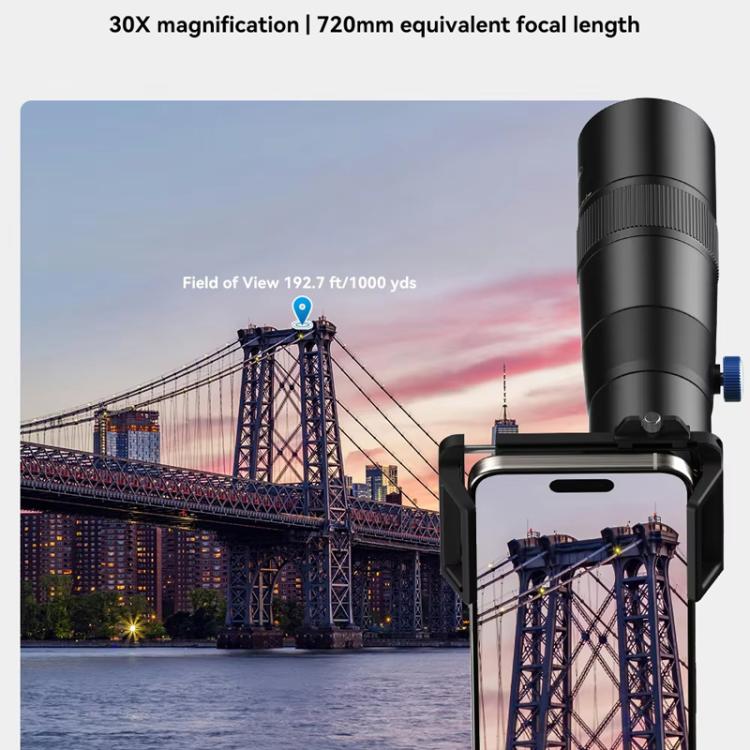 APEXEL 30X 720mm Phone Telephoto Lens with Tripod Kit(Black)
