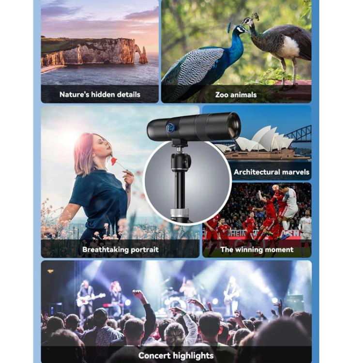 APEXEL 30X 720mm Phone Telephoto Lens with Tripod Kit(Black)