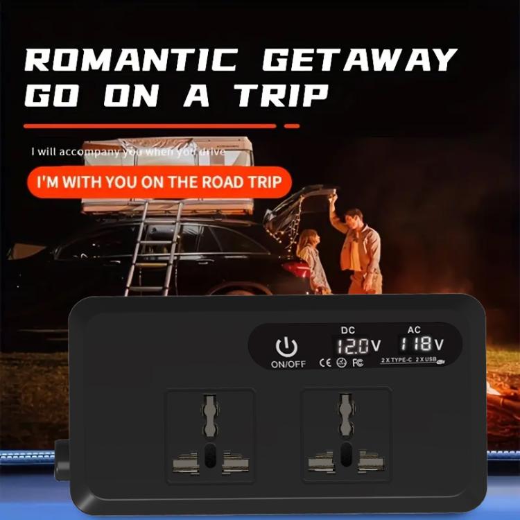 Gurxun Dual Digital Display Car Inverter With 2 USB+2 Type-C Ports Brazil Plug 220V