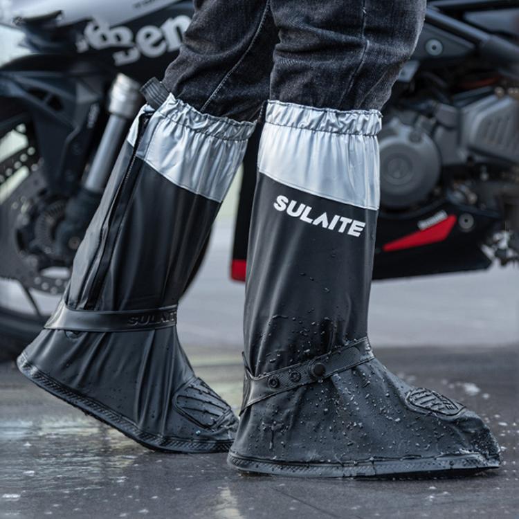 SULAITE Motorcycle Shoe Cover Thickened Anti-slip Wear-resistant Rain Shoes Outdoor Riding Adult Rain Boots, Size: L(Black)
