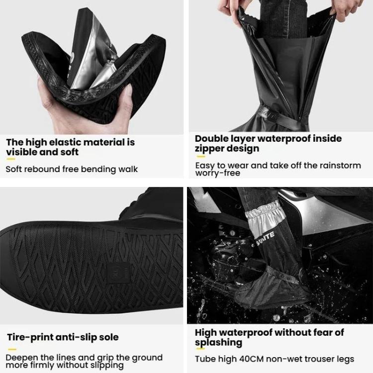 SULAITE Motorcycle Shoe Cover Thickened Anti-slip Wear-resistant Rain Shoes Outdoor Riding Adult Rain Boots, Size: M(Black)