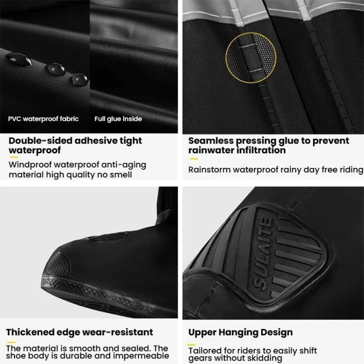 SULAITE Motorcycle Shoe Cover Thickened Anti-slip Wear-resistant Rain Shoes Outdoor Riding Adult Rain Boots, Size: S(Black)
