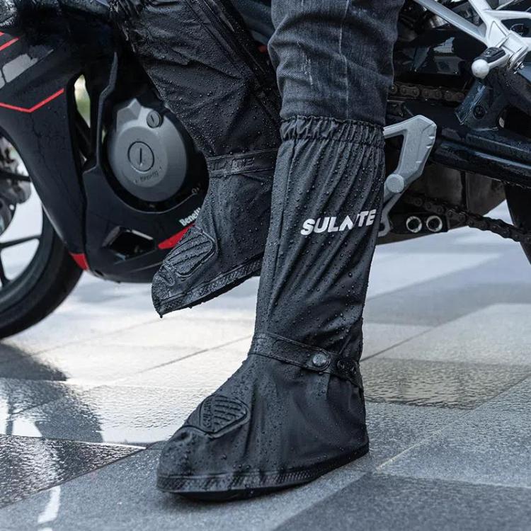 SULAITE Motorcycle Shoe Cover Thickened Anti-slip Wear-resistant Rain Shoes Outdoor Riding Adult Rain Boots, Size: S(Black)