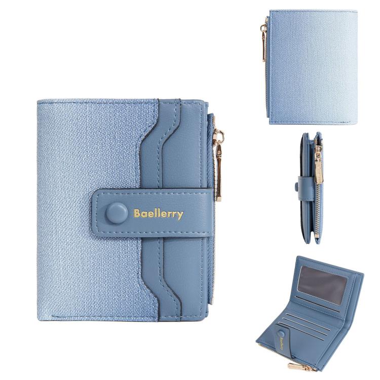 Baellerry NR118 Women Short Wallet Gradient Color Multi Card Zipper Coin Purse(Light Blue)
