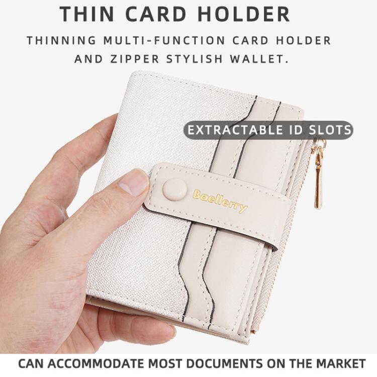 Baellerry NR118 Women Short Wallet Gradient Color Multi Card Zipper Coin Purse(Beige)