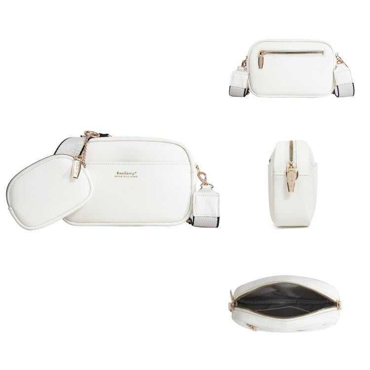 Baellerry N8938 Ladies PU Small Square Bag Large Capacity Crossbody Bag(White)