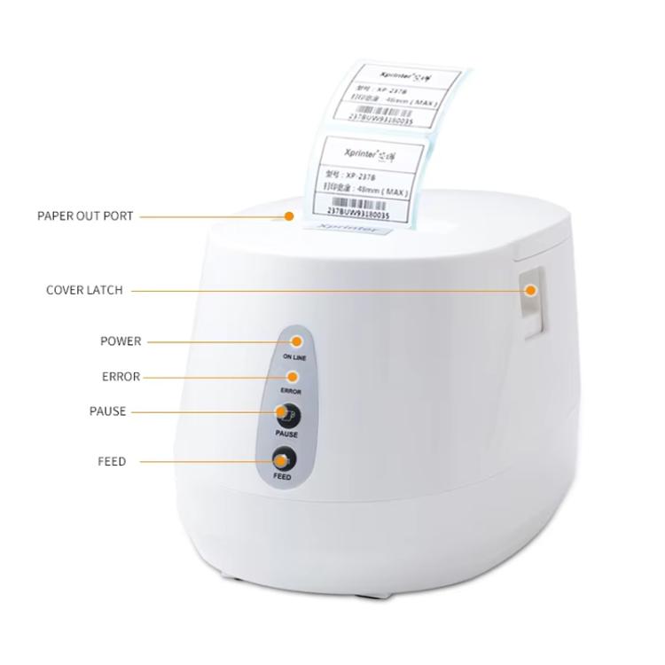 Xprinter XP-237B Barcode QR Code Supermarket Receipt Label Thermal Printer, Spec: USB+BT(EU Plug)