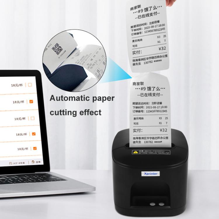Xprinter XP-80T 80mm QR Code Supermarket Receipt Label Thermal Printer, Spec: USB+Lan(US Plug)
