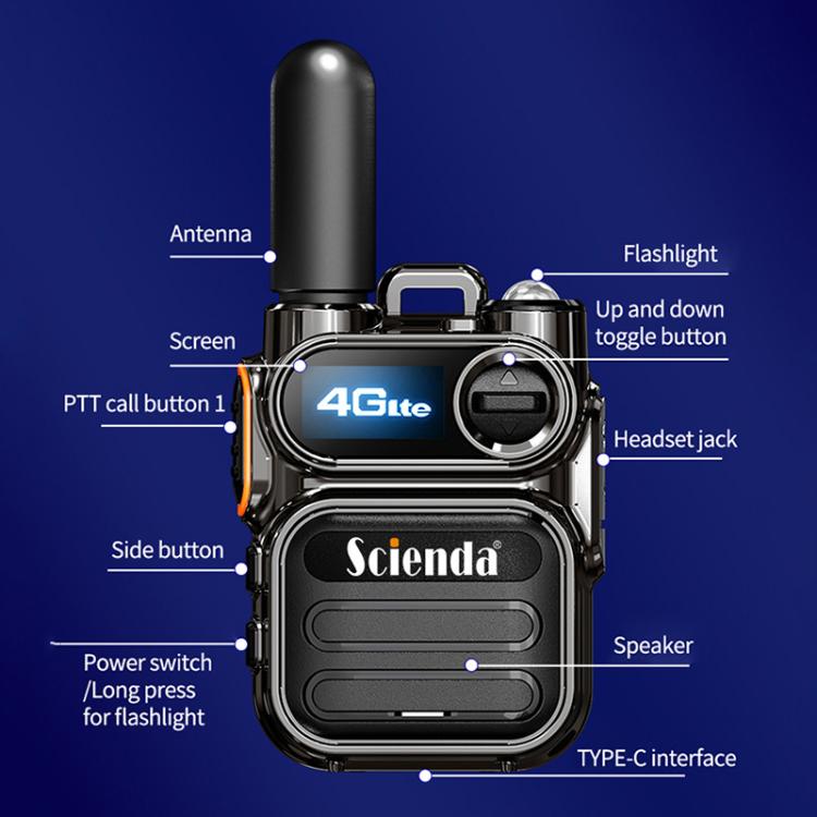 Scienda G388 Global-PTT 4G Two-way Wireless Walkie-talkie Portable Remote Communicator(Gray)