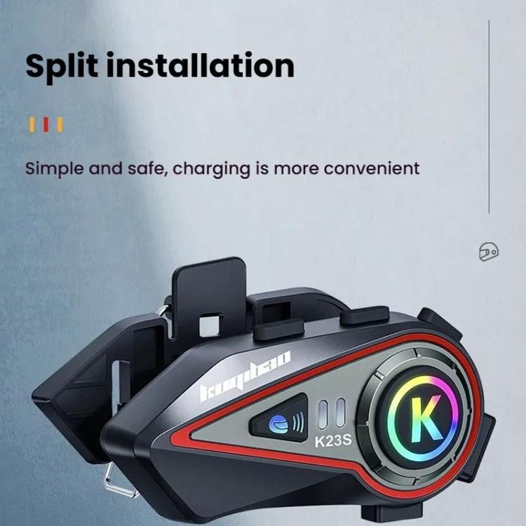 Kuqibao K23S Helmet Bluetooth Earphones 1000m Motorcycle Bluetooth-compatible 2 Person Intercom With Light Waterproof Headset(Hard Wheat)