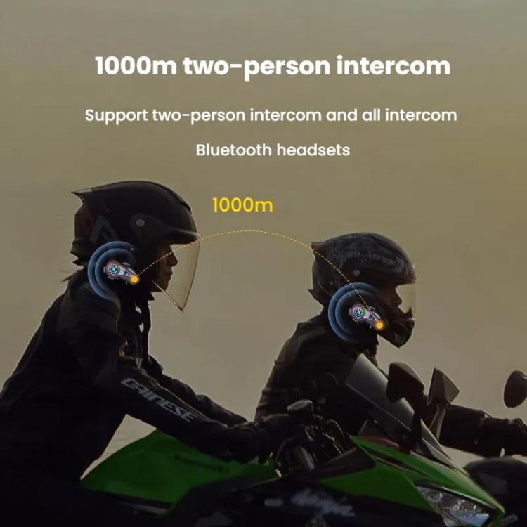 Kuqibao K23S Helmet Bluetooth Earphones 1000m Motorcycle Bluetooth-compatible 2 Person Intercom With Light Waterproof Headset(Soft Wheat)