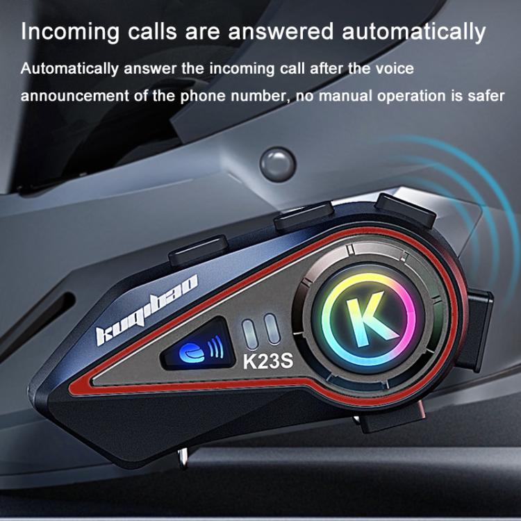Kuqibao K23S Helmet Bluetooth Earphones 1000m Motorcycle Bluetooth-compatible 2 Person Intercom With Light Waterproof Headset(Soft Wheat)