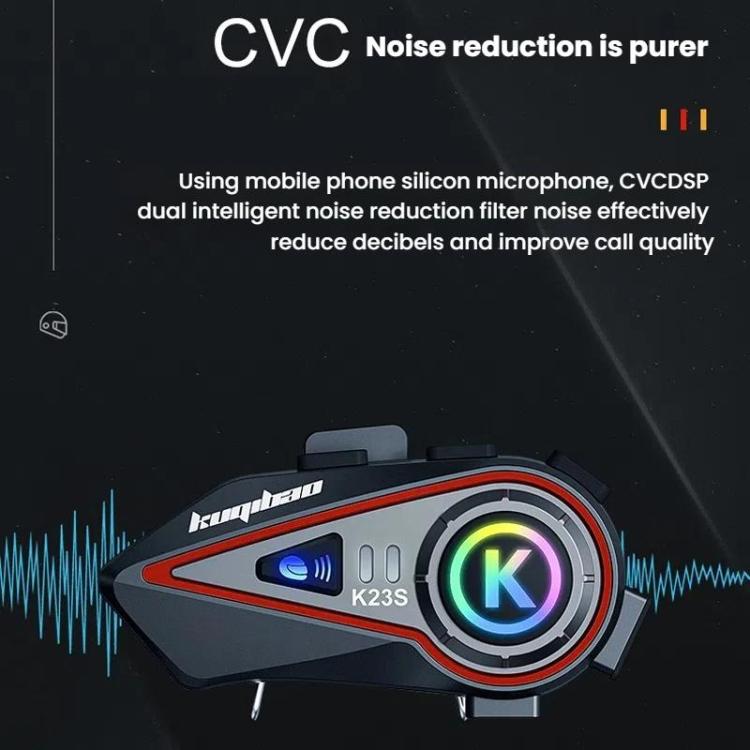 Kuqibao K23S Helmet Bluetooth Earphones 1000m Motorcycle Bluetooth-compatible 2 Person Intercom With Light Waterproof Headset(Soft Wheat)