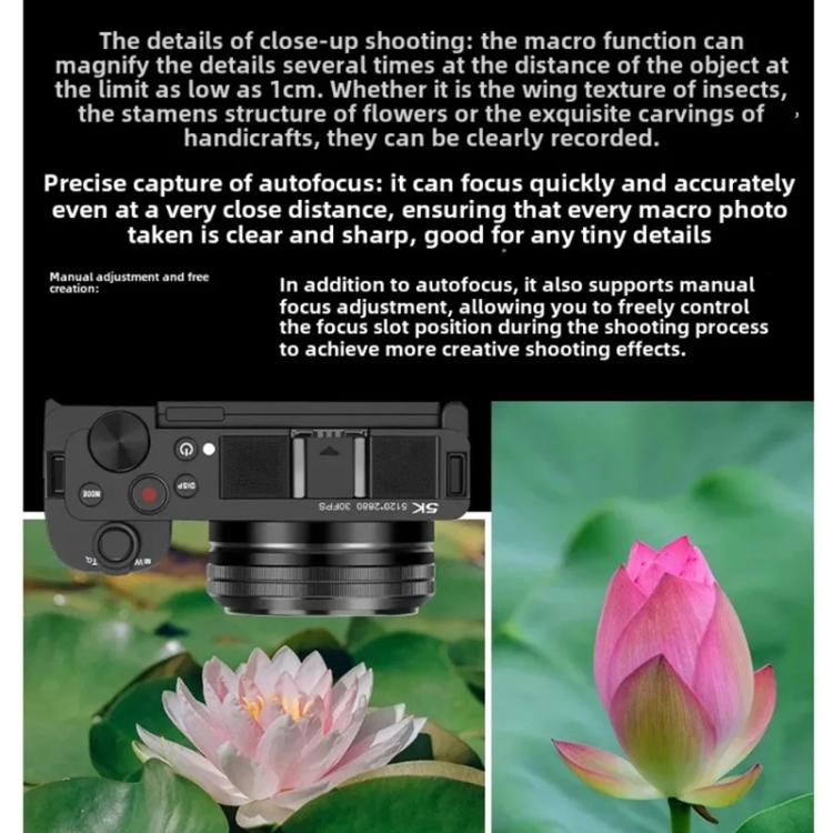 Ordro G930 8.0MP 5K CCD Digital Camera 5X Optical Zoom & Wide-Angle 3.2" Touch Screen Vlogging Camera(Black)