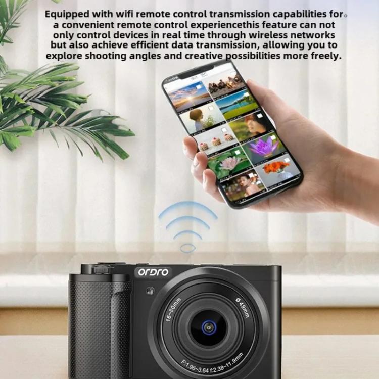 Ordro G930 8.0MP 5K CCD Digital Camera 5X Optical Zoom & Wide-Angle 3.2" Touch Screen Vlogging Camera(Black)