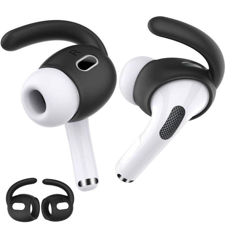 For AirPods Pro 2 AhaStyle PT189 1pair Ear Caps Silicone Anti-Lost and Non-Slip Ear Hooks(Black Large)
