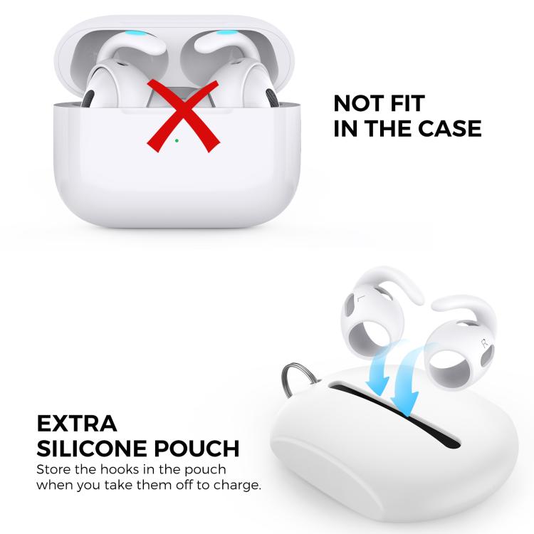 For AirPods Pro 2 AhaStyle PT189 1pair Ear Caps Silicone Anti-Lost and Non-Slip Ear Hooks(White Large)