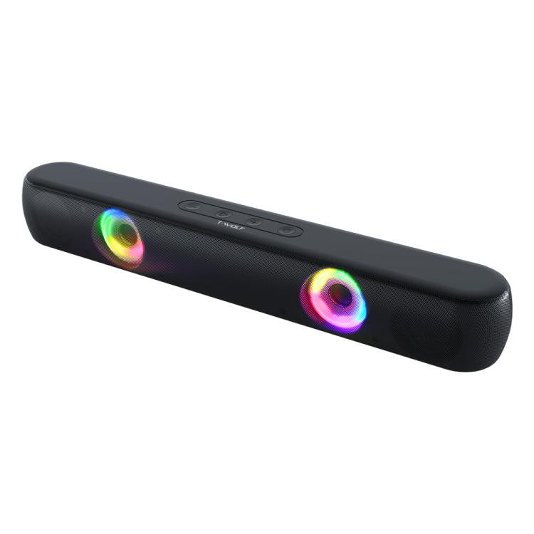 T-WOLF B320 TWS RGB Bluetooth 5.0 Speaker Desktop Soundbar Subwoofer Support USB / AUX / TF / FM(Black)