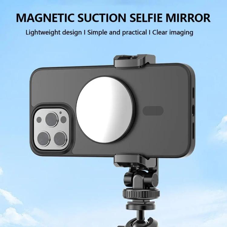 HEPAIL 101D-A Cell Phone Magnetic Selfie Mirror Magsaef Rear HD Photo Assist Convex Mirror(Black)