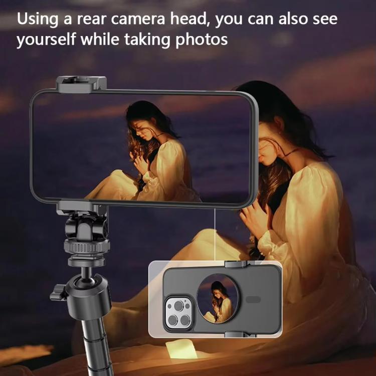 HEPAIL 101D-A Cell Phone Magnetic Selfie Mirror Magsaef Rear HD Photo Assist Convex Mirror(Black)