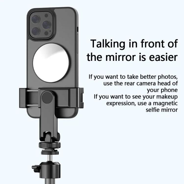 HEPAIL 101D-A Cell Phone Magnetic Selfie Mirror Magsaef Rear HD Photo Assist Convex Mirror(Black)