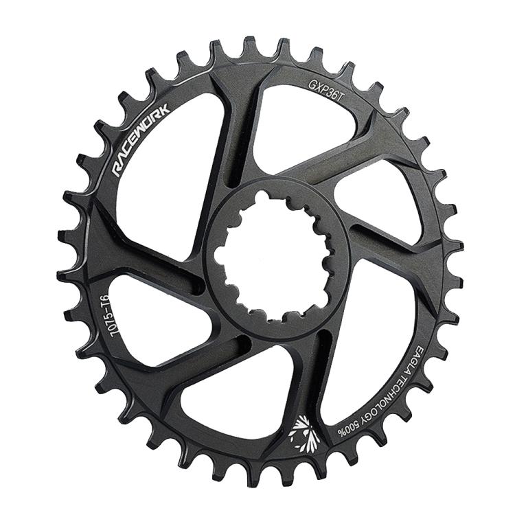 RACEWORK 7075-T6 For SRAM Mountain Bike Single Plate Round Bicycle Sprocket, Spec: 6mm 36T