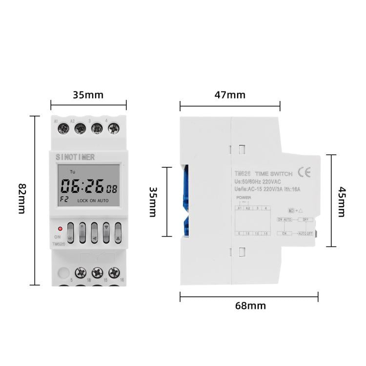 SINOTIMER TM626  2 Channel Timer Switch 220V 7 Days Weekly Programmable Timer