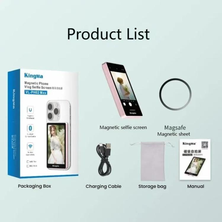 KingMa PH02 MAX Mobile Phone MagSafe Display Screen Selfie Live Streaming Phone Rear Camera(Pink)