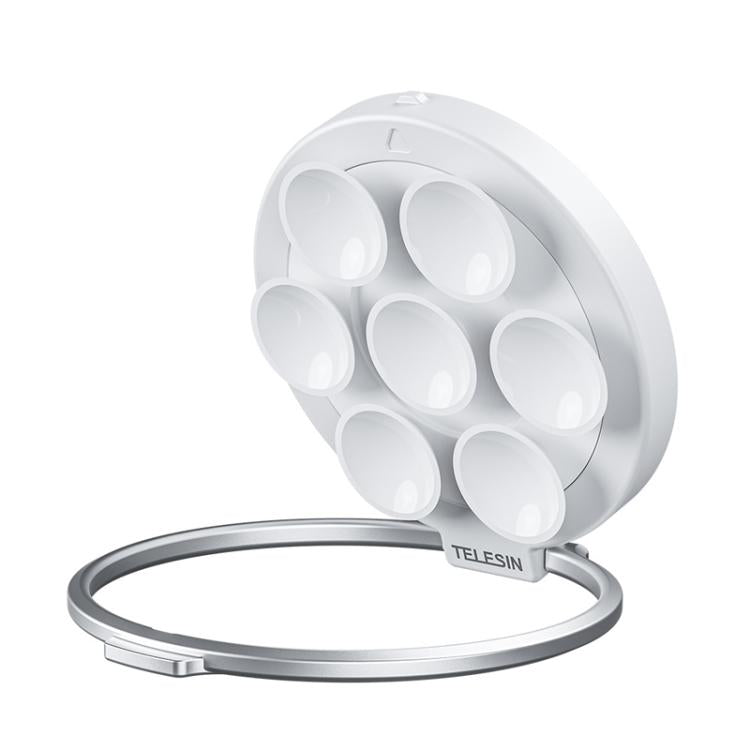 TELESIN MagSafe Suction Cup Mobile Phone Holder Mirror Glass Selfie Mount Portable Silicone Ring Holder(White)