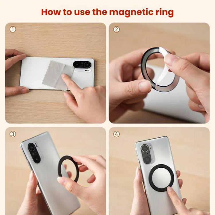 TELESIN MagSafe Suction Cup Mobile Phone Holder Mirror Glass Selfie Mount Portable Silicone Ring Holder(White)