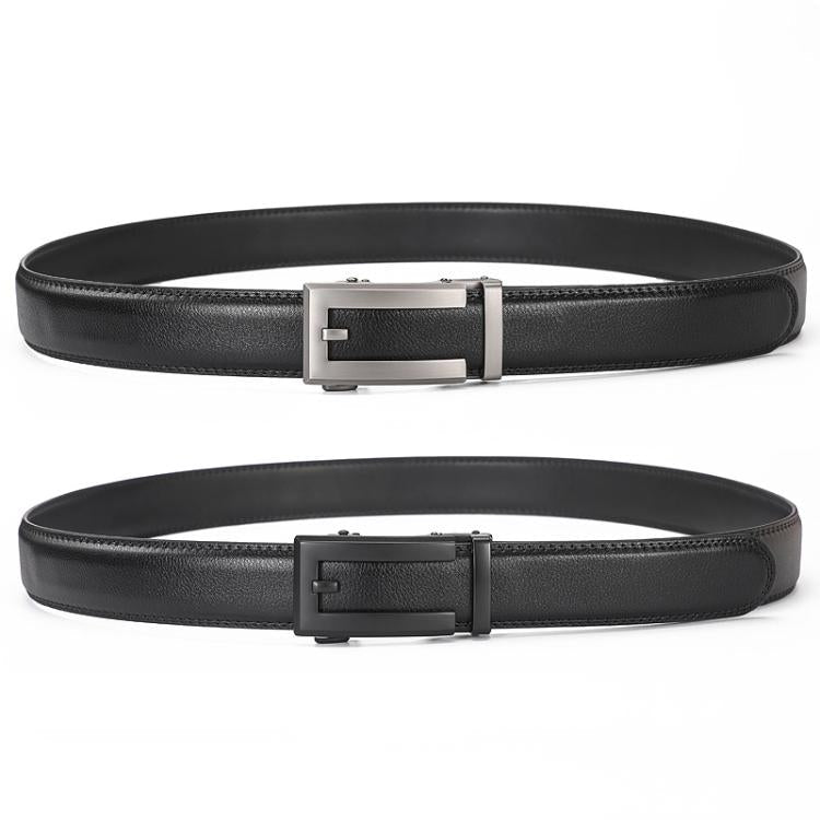Dandali Men Leather Automatic Buckle Belt, Length: 130cm(Black)