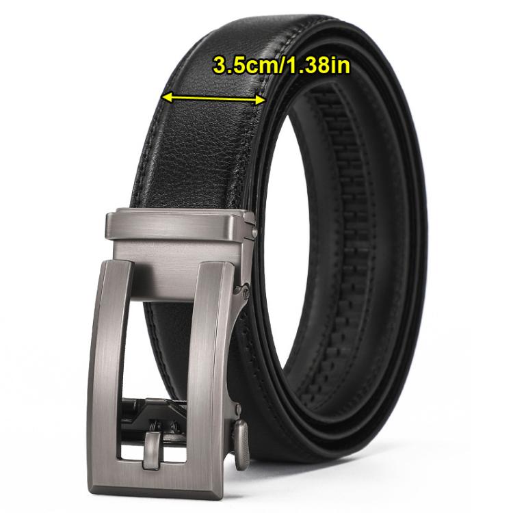 Dandali Men Leather Automatic Buckle Belt, Length: 110cm(Silver)