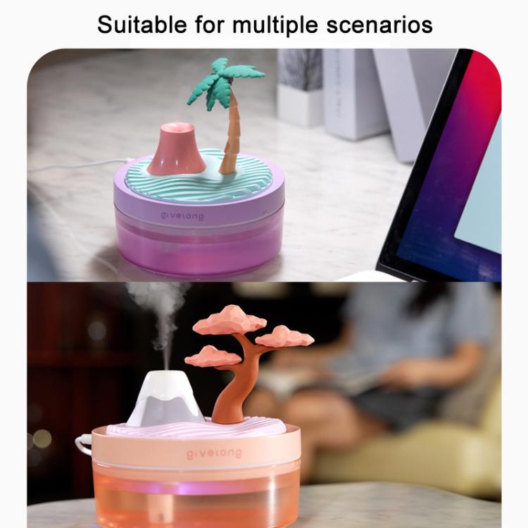 Givelong Mini Portable Landscape Humidifier Plant Pot Hydrator Mister USB Car Spray Aromatherapy Diffuser(Coconut Tree)