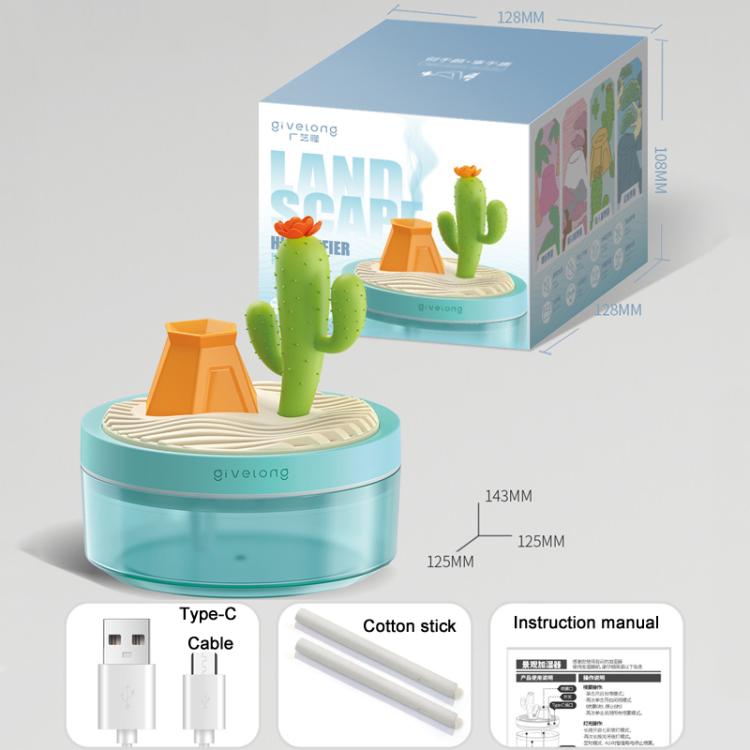 Givelong Mini Portable Landscape Humidifier Plant Pot Hydrator Mister USB Car Spray Aromatherapy Diffuser(Coconut Tree)