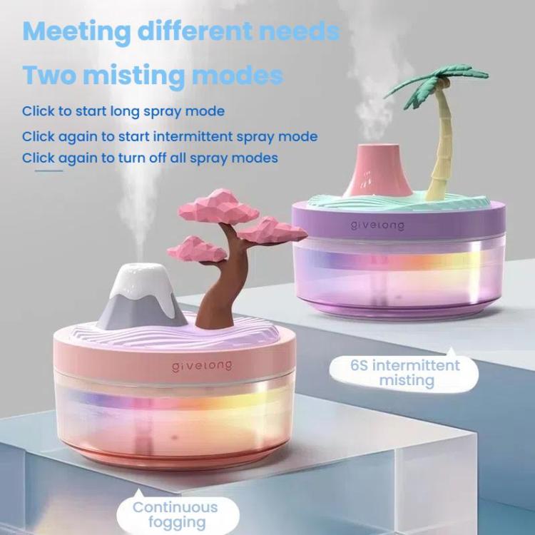 Givelong Mini Portable Landscape Humidifier Plant Pot Hydrator Mister USB Car Spray Aromatherapy Diffuser(Cherry Tree)