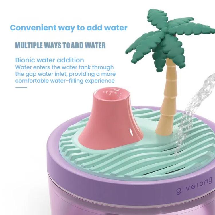 Givelong Mini Portable Landscape Humidifier Plant Pot Hydrator Mister USB Car Spray Aromatherapy Diffuser(Coconut Tree)