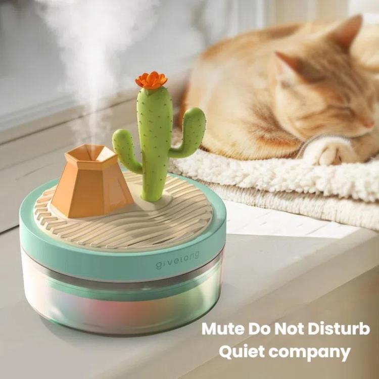 Givelong Mini Portable Landscape Humidifier Plant Pot Hydrator Mister USB Car Spray Aromatherapy Diffuser(Cactus)