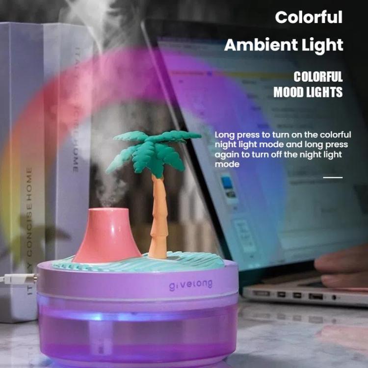 Givelong Mini Portable Landscape Humidifier Plant Pot Hydrator Mister USB Car Spray Aromatherapy Diffuser(Coconut Tree)