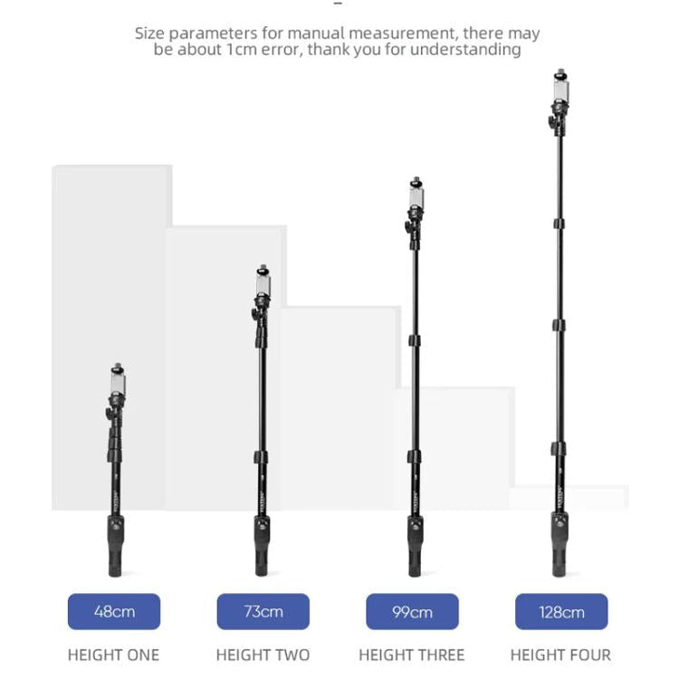 YUNTENG 1288 Adjustable 50 Inch Aluminum Alloy Selfie Stick With Bluetooth Remote Control For Smartphones & Cameras(Black)