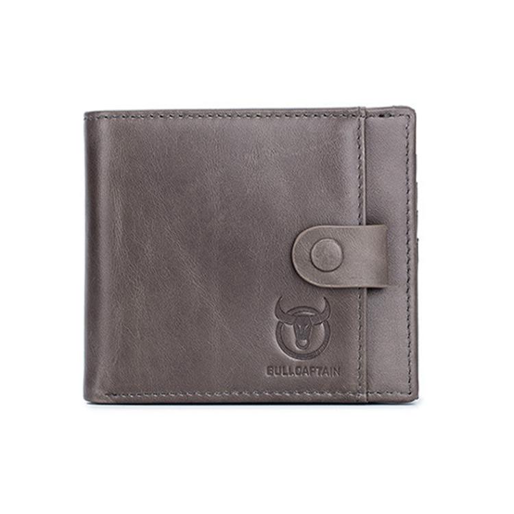 BULL CAPTAIN 038 RFID Anti-Theft Top Layer Cowhide Casual Wallet Driver ID Card Slot Wallet(Gray)